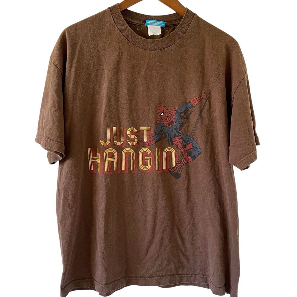 VINTAGE Spiderman Tee Shirt Mens XL Brown Y2K Marvel Graphic 2007 Comics Cotton